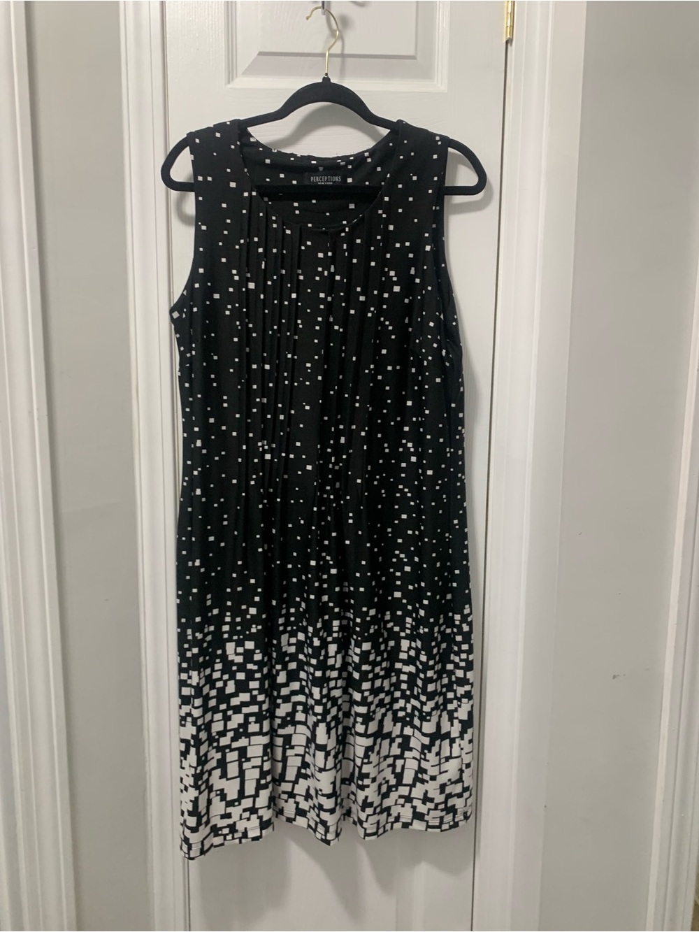 Perceptions NY Black and White Print Sleeveless Dress